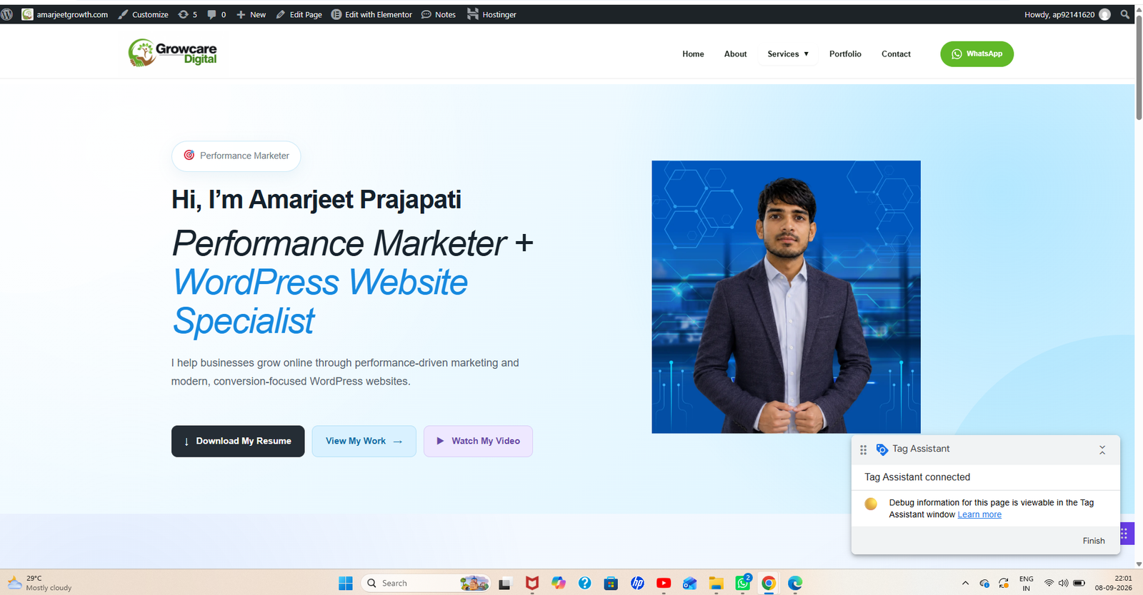 Google Tag Assistant connected with website
