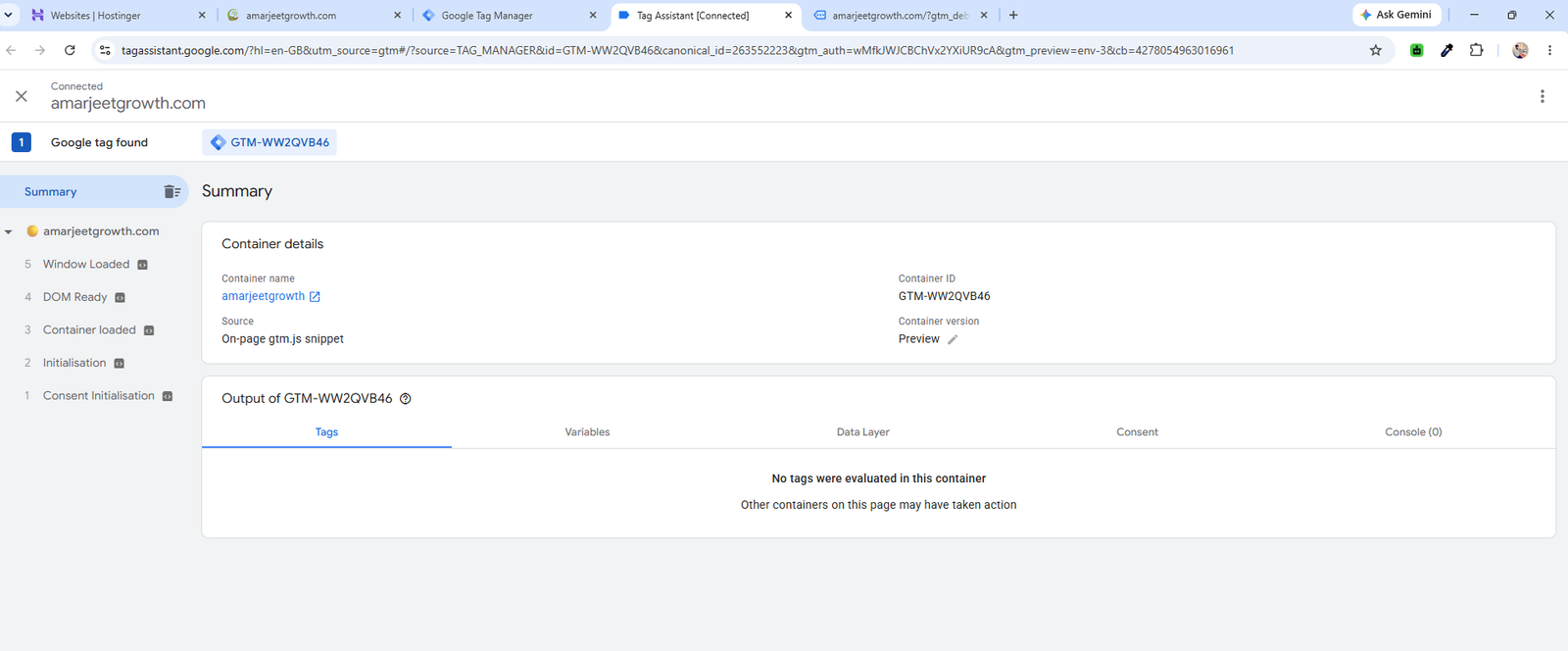 Google Tag Manager Preview debugging